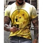 Мужская футболка с 3D принтом биткоина, летняя повседневная одежда большого размера с круглым вырезом и коротким рукавом, в уличном стиле Харадзюку, XXS-6XL