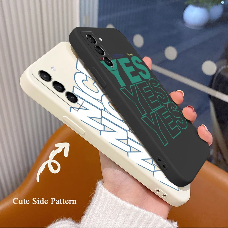 Letter Square Case For Samsung Galaxy S22 S21 S20 FE S10 Note 20 10 A72 A52 A32 A71 A51 A31 A21S 4G 5G Soft Phone Cover Case