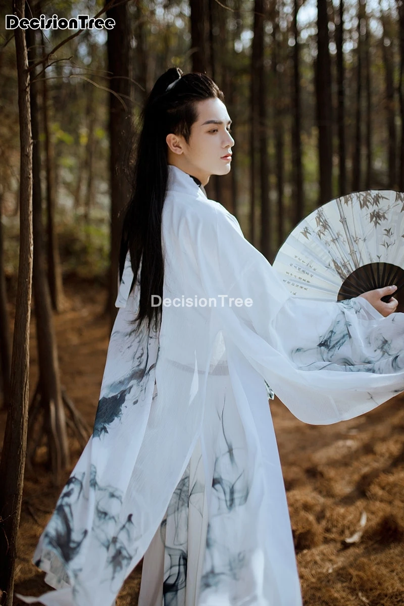 2021 китайская hanfu Мужская и женская древняя традиционная вышивка фиолетовая синяя