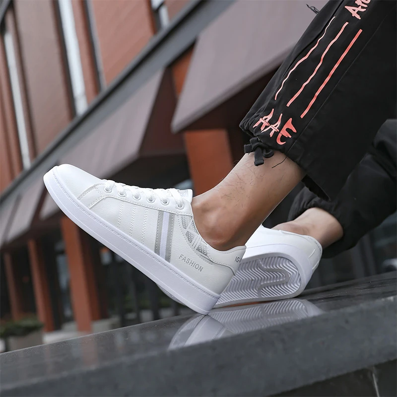 Buqima &amp Мужская Спортивная обувь Белая для учащихся модная Нескользящая