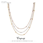 Ожерелье-чокер Yhpup, многослойный камень из нержавеющей стали, для женщин, металлическое покрытие 14 K, ювелирные изделия