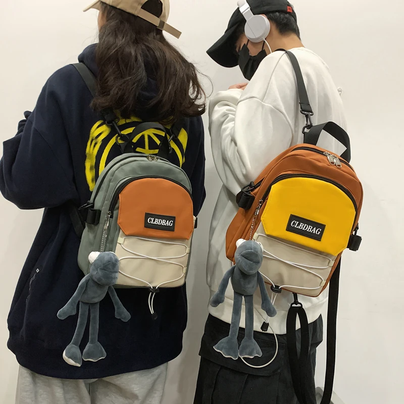 

Trendy Small Backpack Women 2021 New Korean Panelled Kawaii School Bags for Teenage Girls Multifunctional Travel Backpacks
