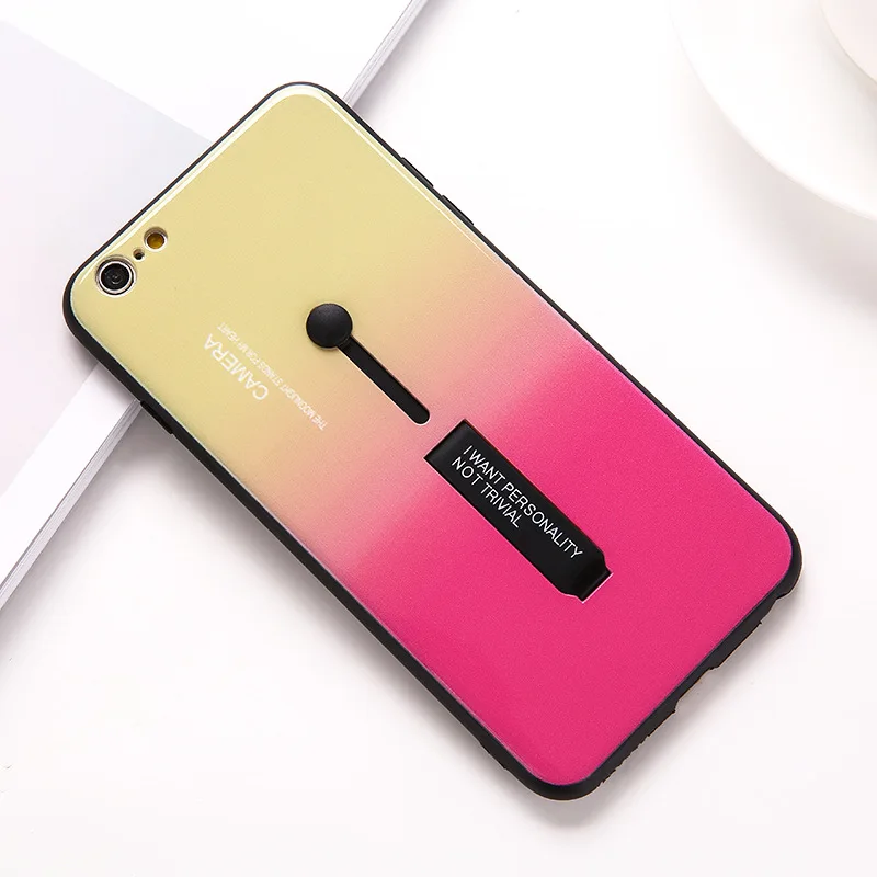 Чехол со скрытым кольцом для iPhone X XR XS Max с держателем Радужный градиентный цвет