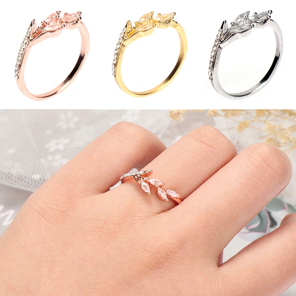 Свадебные кольца вечности кристалл в форме листика изящный круг женские