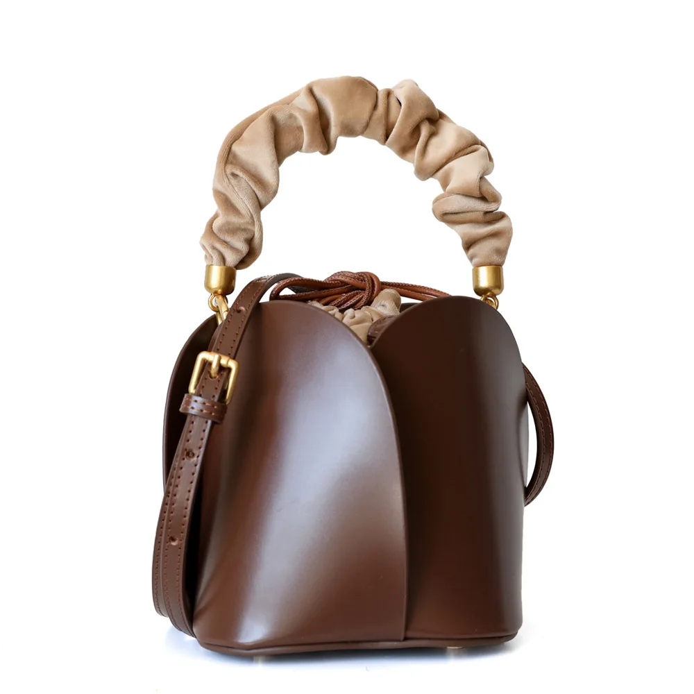 

Genuine leather bucket bag women leather handbag custom niche design shoulder bag GN-SB-hdstxz