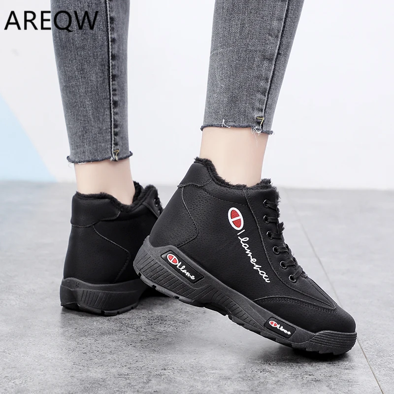 

Shoes Woman Flat Ankle Snow Motorcycle Boots Female Suede Leather Lace-Up Rubber Winter Boots Women Botas Mujer Snow Boots