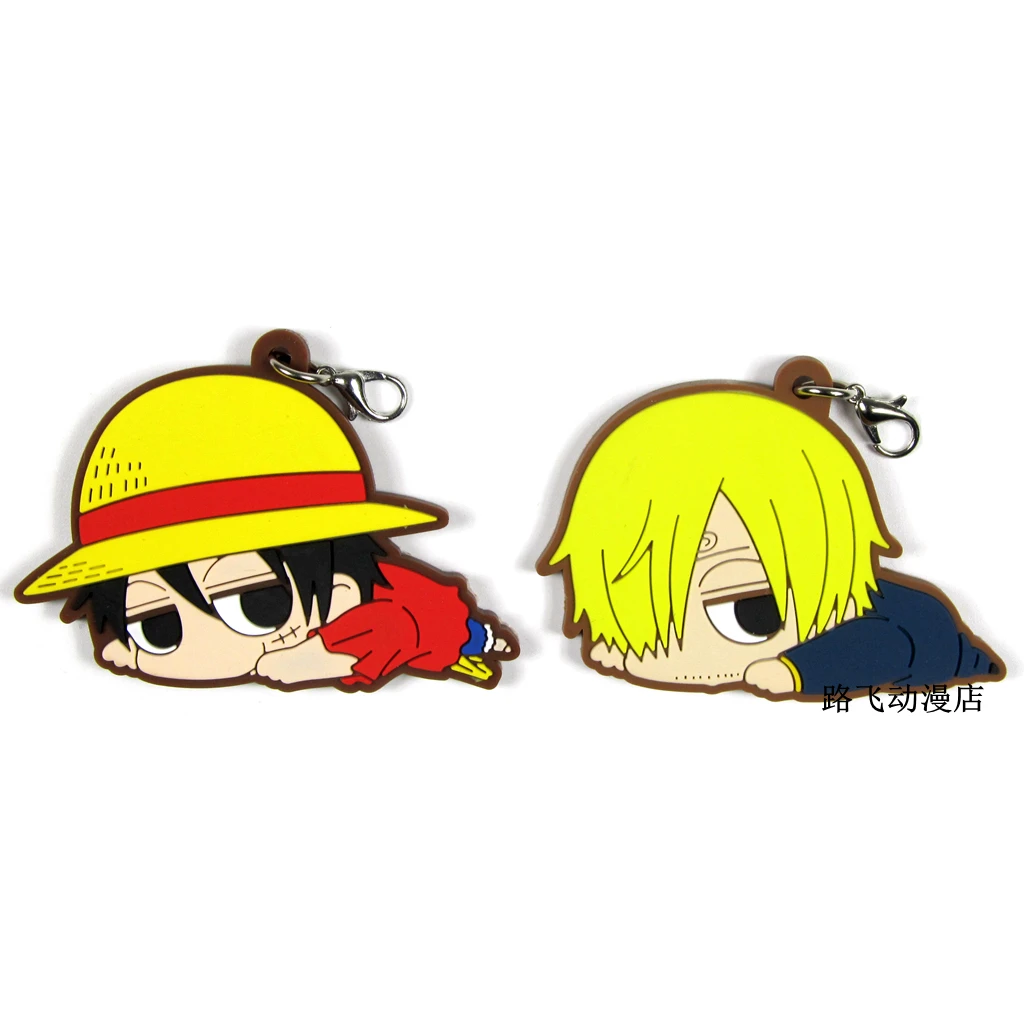 Action Figure One Piece keychain Anime Model Luffy Sanji Mobile Phone School Bag Rubber Keychain Pendant Christmas Toys Gifts | Игрушки и