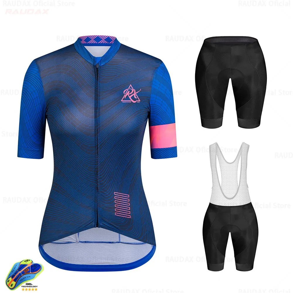 

RX 2021 Women's Triathlon Short Sleeve Cycling Jersey Sets Skinsuit Maillot Ropa Ciclismo Bicycle Clothing Summer Bike Clothes
