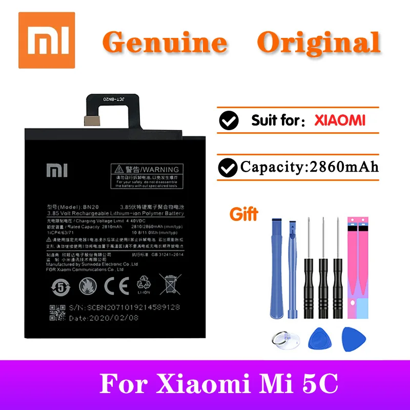 Новейший оригинальный аккумулятор Xiao Mi для телефона BN20 2810 мАч Xiaomi 5C Mi5C