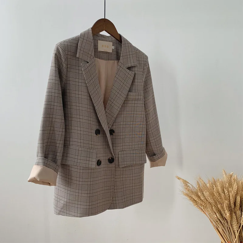 

Elegant Women Blazer Plaid Loose Coat Woman Loose Casual Jacket Bleizer De Mujer Ropa Para Mujer Winter Clothes Womens Blazer