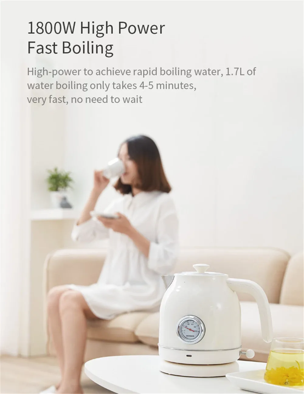 Xiaomi Mijia Ocooker Cs Sh01 1.7l Электрический чайник из нержавеющей стали термометр для воды с часами дисплей для дома