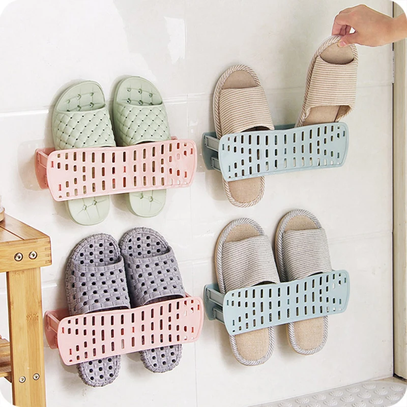 Plastic Shoes Rack Organizer Adjustable Shoe Hanger Wall Hanging Racks Folding Slippers Storage Tool Bathroom Space Saving | Дом и сад