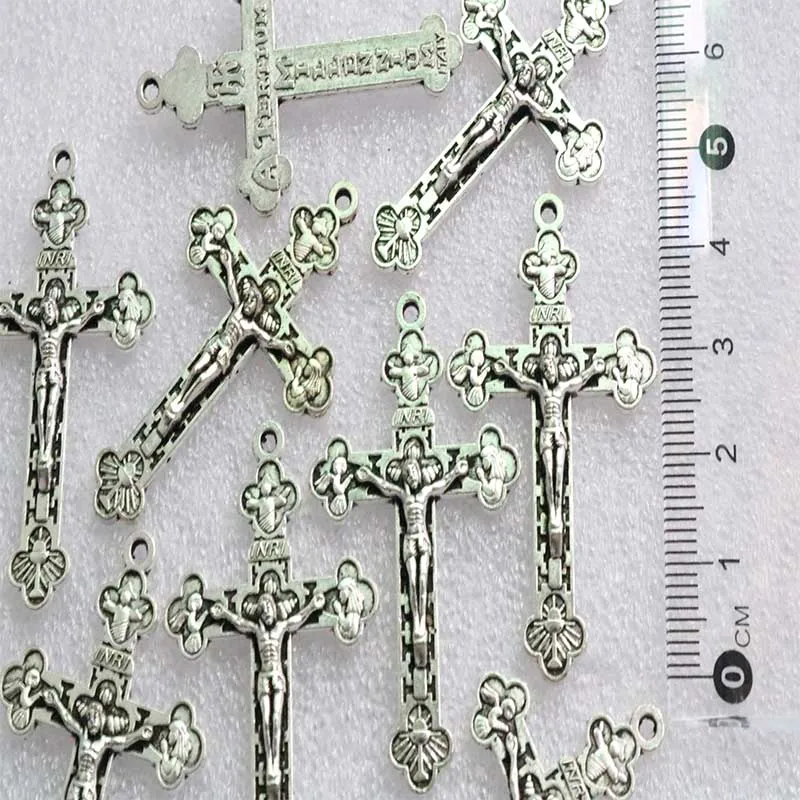 60 шт./религиозный Христос винтажный крест металлический Шарм ожерелье звено