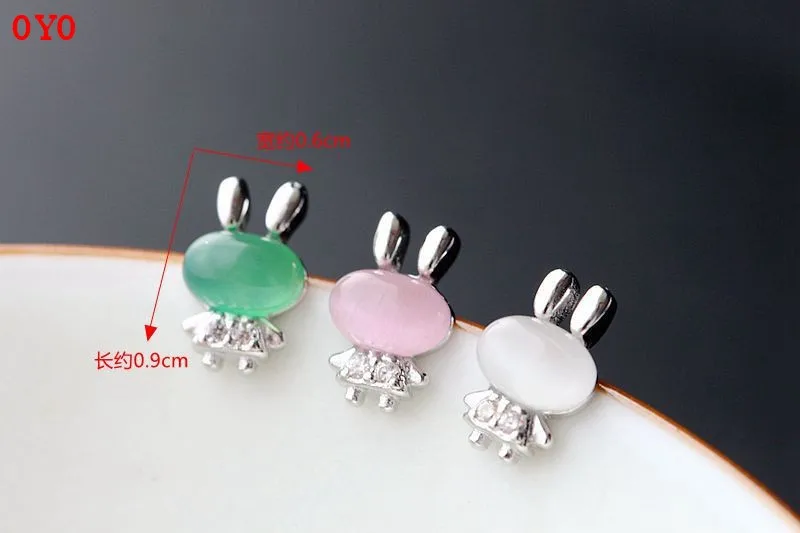 

925 sterling silver inlaid opal earrings fashion bunny earrings