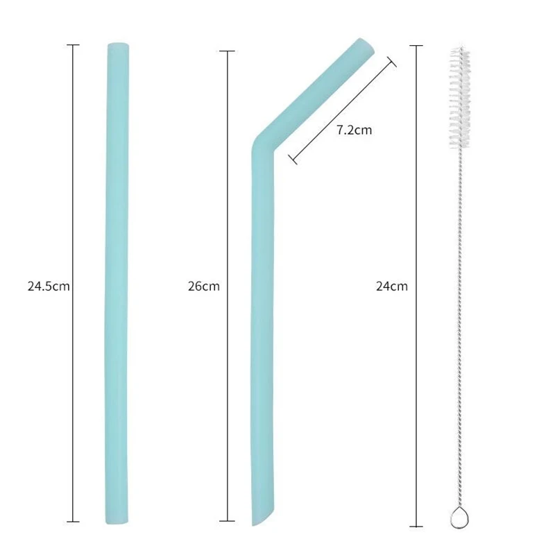 Многоразовые силиконовые питьевые гибкие соломинки с чистящими щетками и сумкой