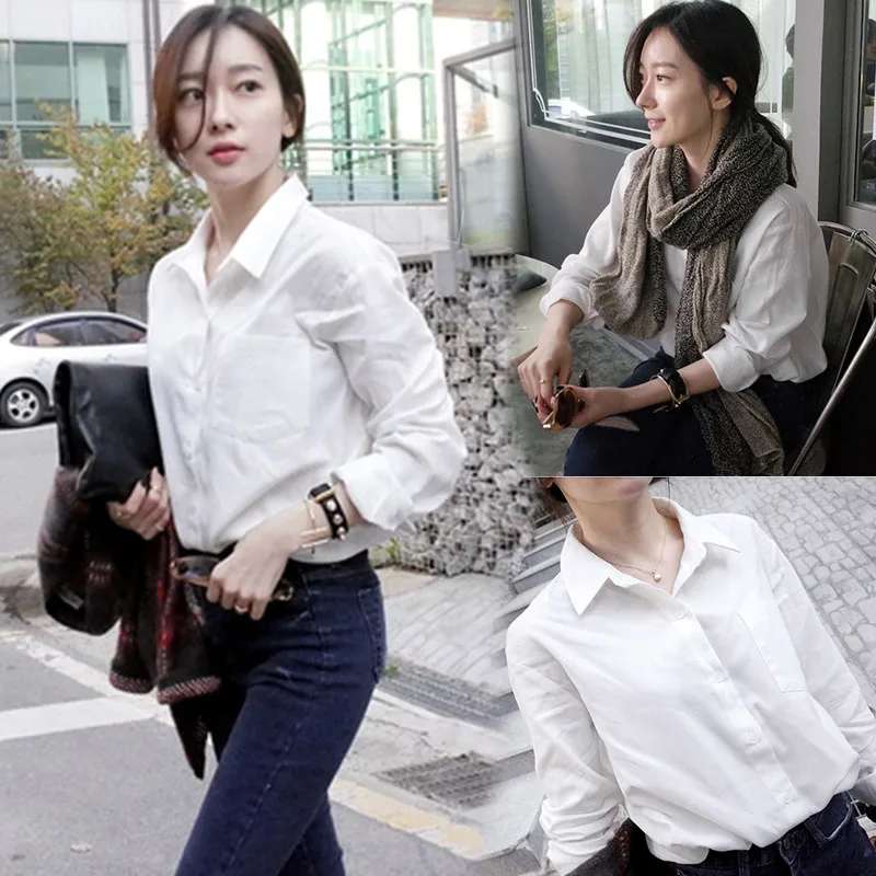 Блузка женская из хлопка и льна с длинным рукавом батальных размеров | Женская