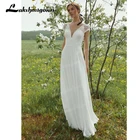 Женское кружевное шифоновое свадебное платье размера плюс с V-образным вырезом, белое свадебное платье с открытой спиной и коротким рукавом, Vestidos De Fiesta, Новое поступление 2022