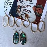 classic oval border teardrop arrowhead abalone shell dangle drop earrings for women texas brand designer inspired jewelry