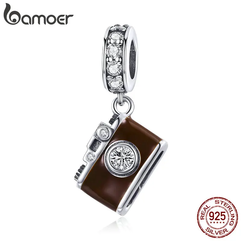 BAMOER подлинное Серебро 925 Камара коричневая чарующая подвеска покрытая эмалью