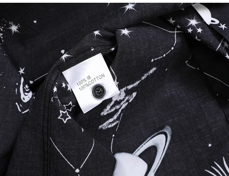 Черная рубашка с принтом модное классическое платье созвездия повседневные