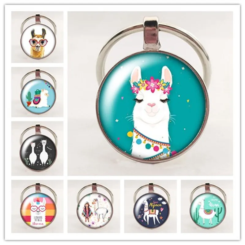 Новый Альпака без проблем желтовато коричневый стеклянный брелок с кабошоном