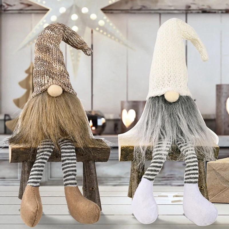 

Christmas Ornaments Faceless Doll Knitted Hat Old Man Hanging Legs Dwarf Rudolph Ornaments Xmas Decorations Naviidad Gifts