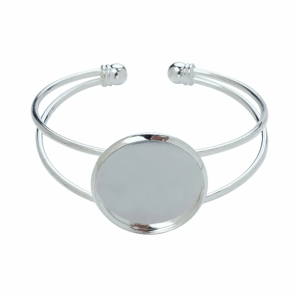 

1PC Blank Bangle Settings Bracelet Cabochon Base Bezel Trays Fit 25mm Glass Cabochon Cameo DIY Making