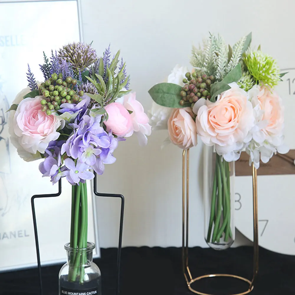 

Artificial Flowers Silk Camellia Peony Wedding Bridal Flower Bouquet Hydrangea Berry for Home Party Decoration