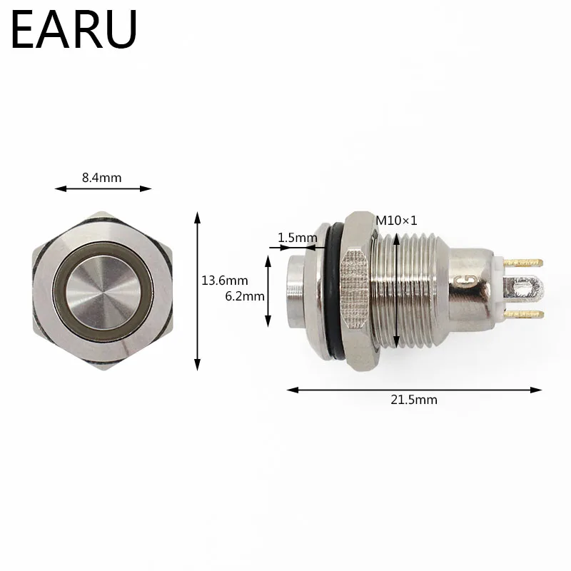 10 мм металлическая кнопка с Высокой Головкой переключатель светодиодный