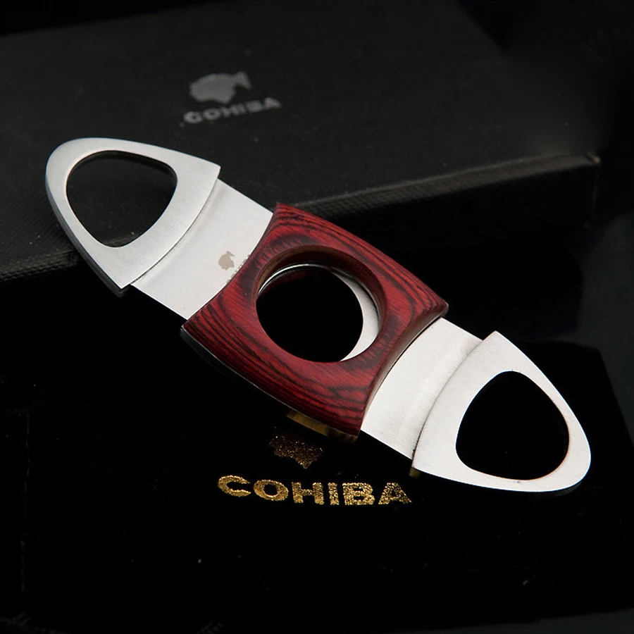 Новый COHIBA двойной нож из нержавеющей стали острый для сигар Карманный гаджет Zigarre