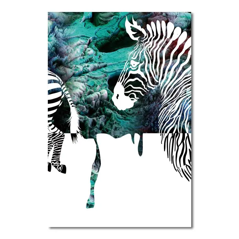 

Simple Abstract Animal Zebra Blue Silhouette Pattern Decor Painting Creative Printing Wall Art Canvas Painting Poster Home Room