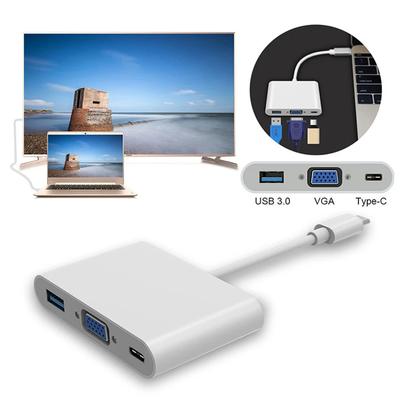 Trumsoon USB-C USB 3,1 type C для VGA USB3.0 USB-C type C конвертер адаптер для нового Macbook Chromebook samsung S8 9 huawei P20