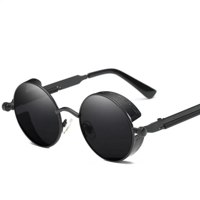 Круглые металлические солнцезащитные очки в стиле стимпанк для мужчин и женщин