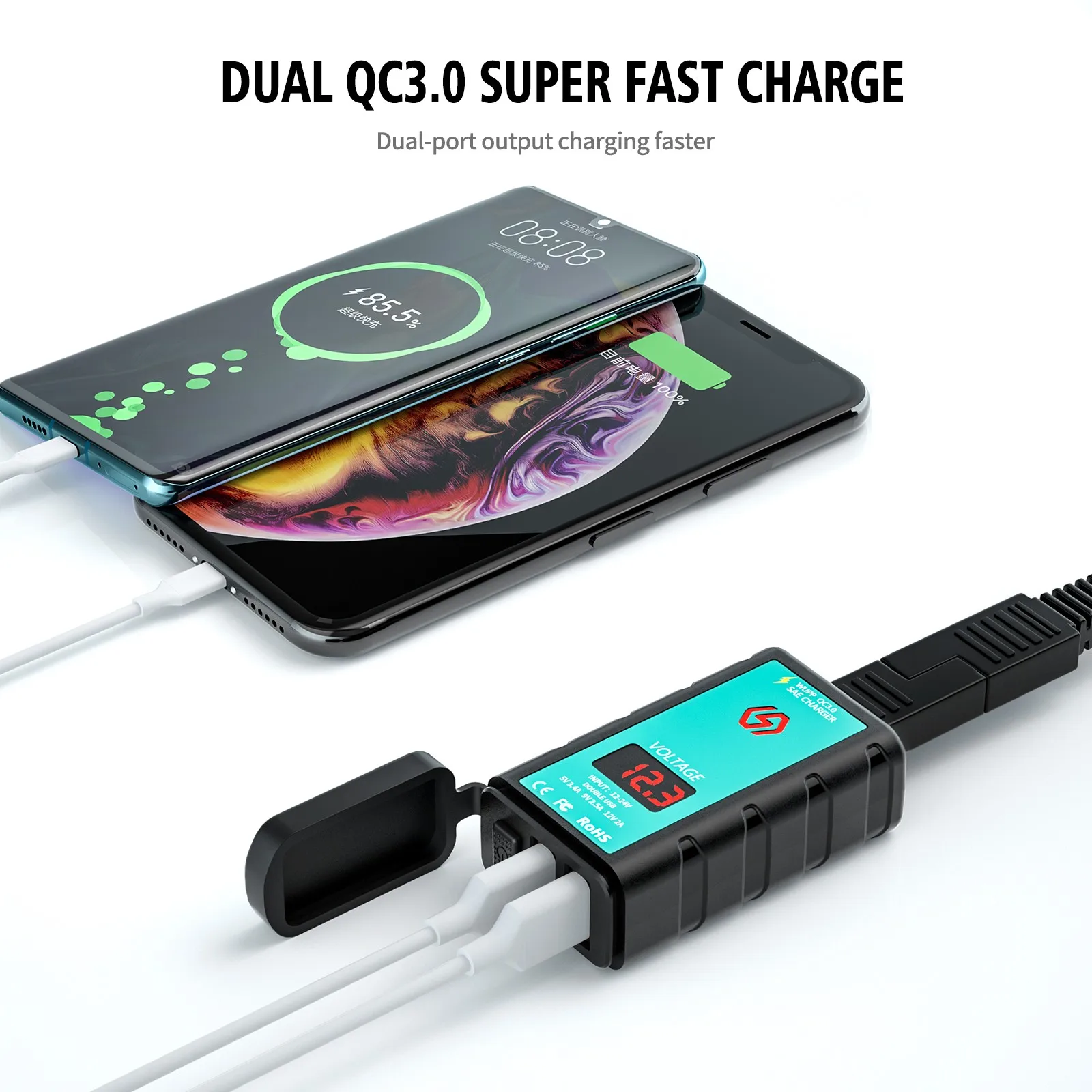

DC12V-24V Motorcycle USB Charger Motorcycle USB Charger Integrated SAE Socket Universial