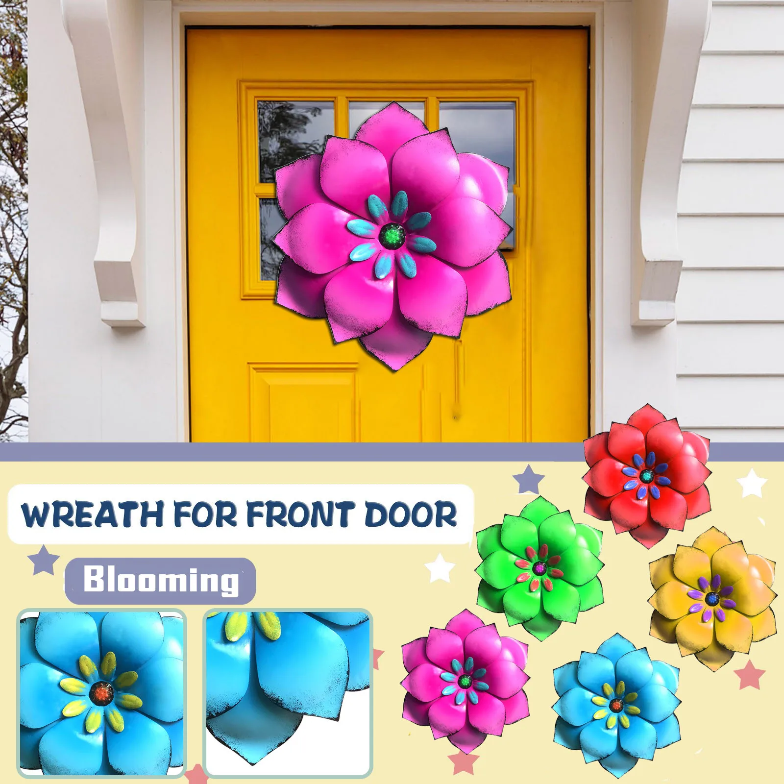 

Chinese Traditional Skills Iron Art Mother's Day Simulation Sunflower Wreath Artificial Wreath Garden Bee Festival Home Decor