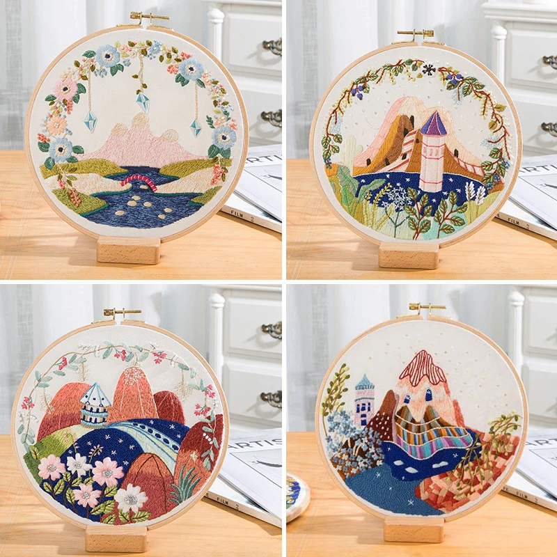 Набор для вышивки с обручем DIY пейзаж цветок вышивка искусство Декор