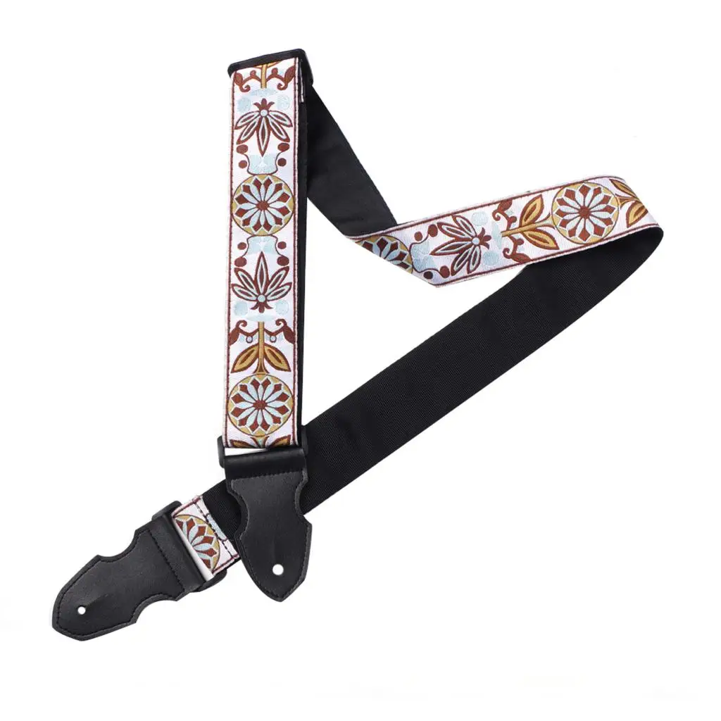 

New Adjustable Retro Vintage Jacquard Woven Acoustic Electric Guitar Strap + 3pcs Guitar Picks + 1pc Bandage