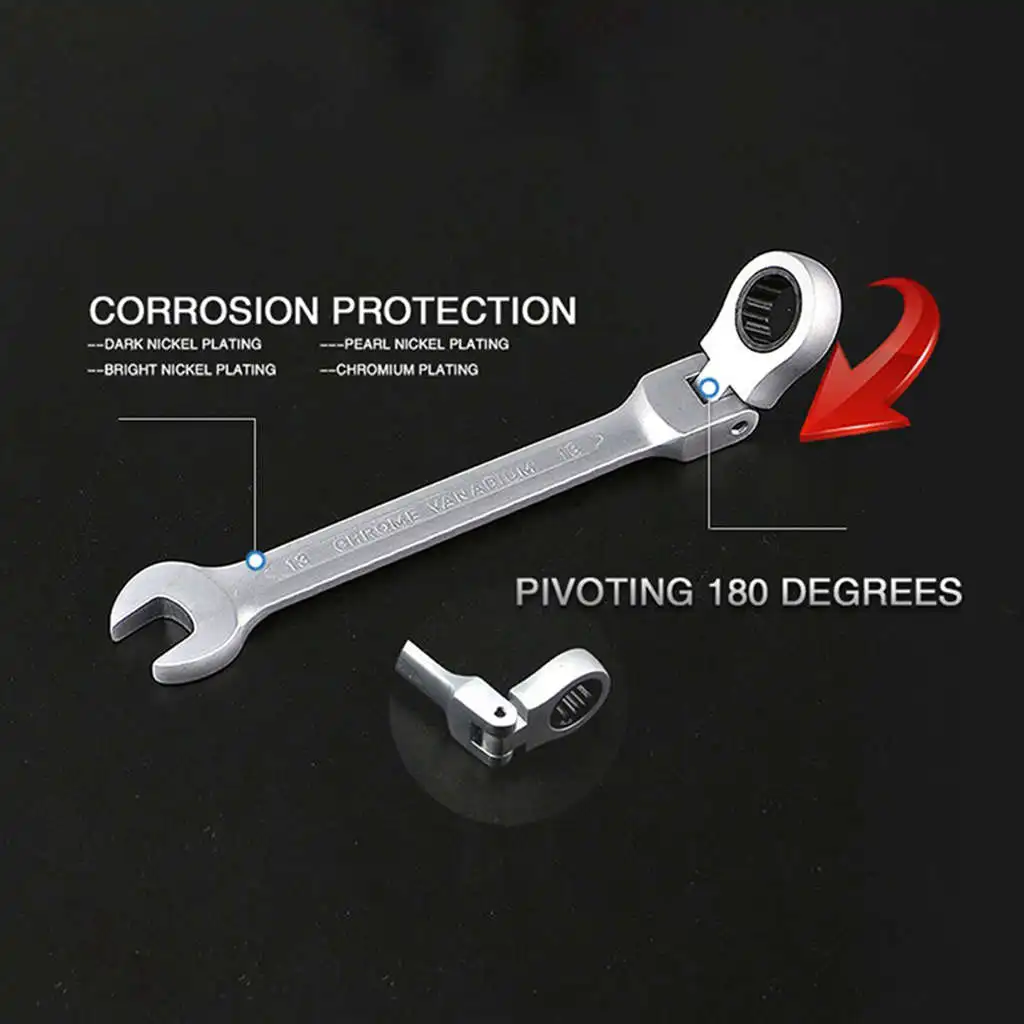 

A Set Of Keys For Car Repair Adjustable Combination Gear Nut Wrench With Ratchet Box End Open Spanner Auto Repair Hand Tools Set
