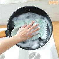 5pcs dish cloth microfiber high efficient anti grease cleaning towel washing towel kitchen cleaning wiping rag