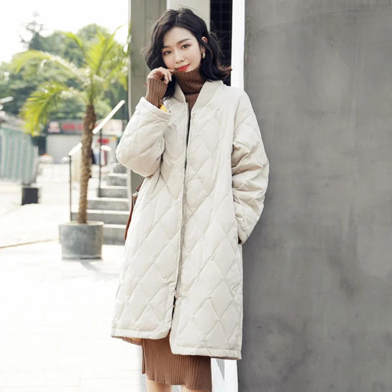 2019 winter new style light and thin down jacket medium popular women coat mock neck loose Korean version lady clothes | Женская одежда