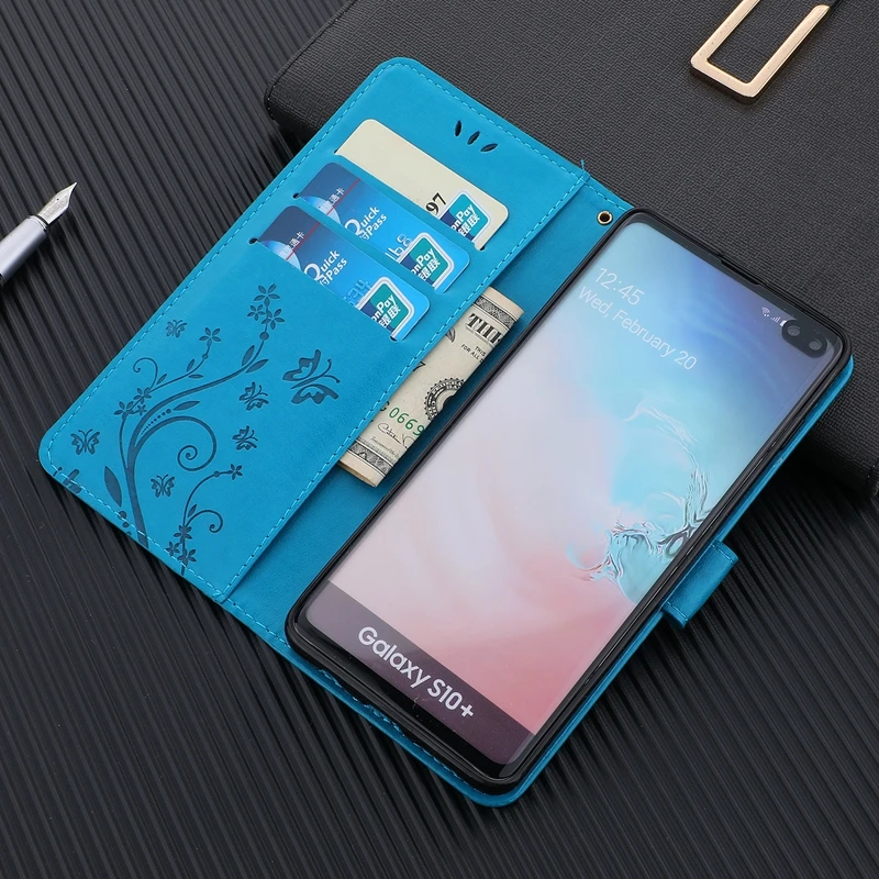 Кожаный чехол-книжка с бумажником для Samsung Galaxy A10 A30 A50 A20 A20E A40 S10 Plus S8 S9 S10e S6 S7 edge A6 A7 A8