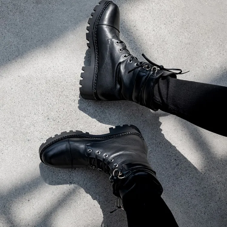 Tanariya/Новое поступление обуви женские ботинки из воловьей кожи на платформе и