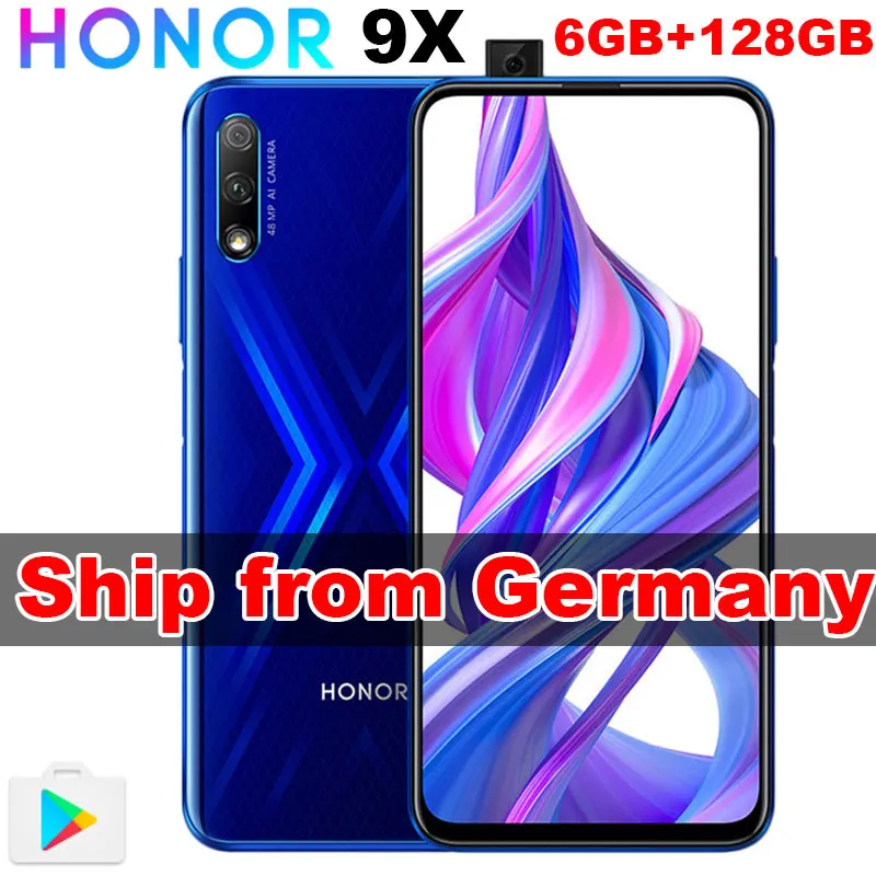 Оригинальный мобильный телефон Honor 9X в наличии Германия 6 ГБ 128 черный синий на