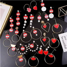AOMU Punk Metal Gold Color Heart Earring For Women Lady Vintage Exaggerate Statement Eye Dangle Earring Ear Jewelry Set