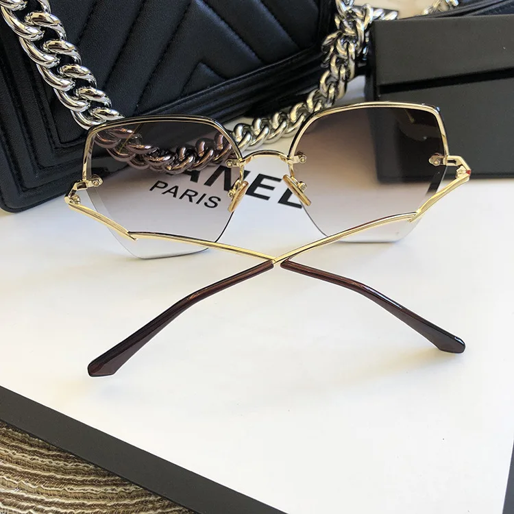 Fashion Rimless Sunglasses For Women Big Luxury Brand Designer UV400 Glasses Female Gradient Shades Women's accessories