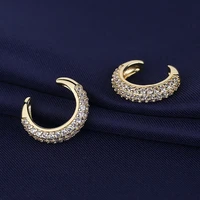 fashion golden crystal clip earrings for women three layer shiny micro zirconia paved luxury charm cuff earring without pierce