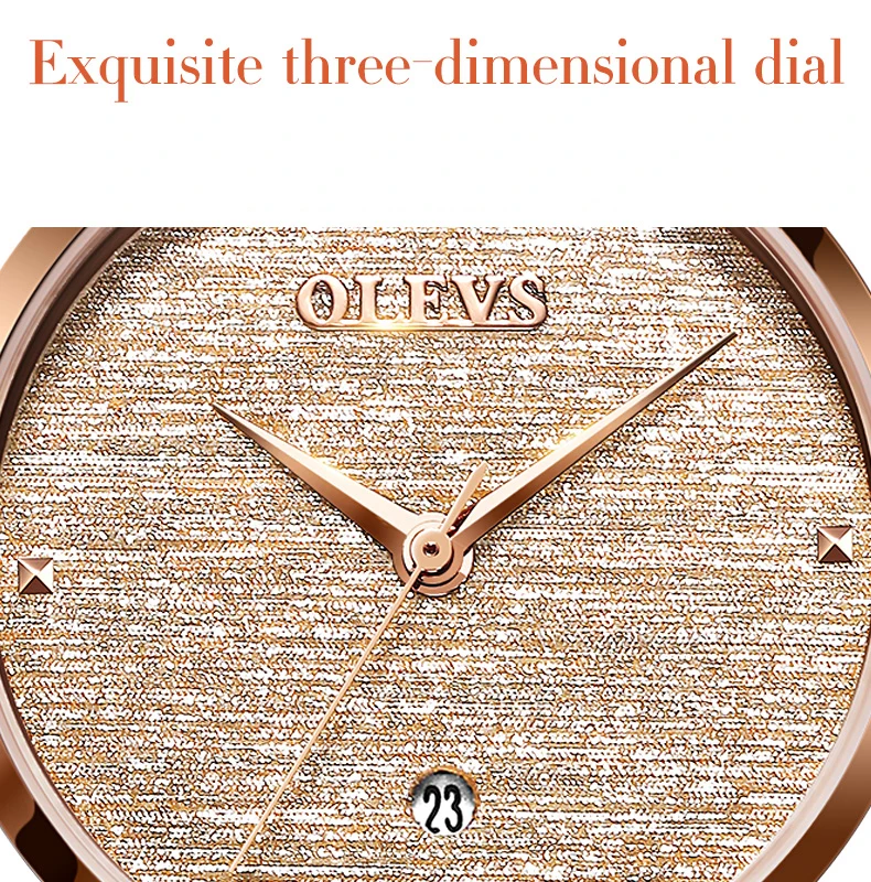 OLEVS часы женские из розового золота кварцевые кожаные тонкие простые модные