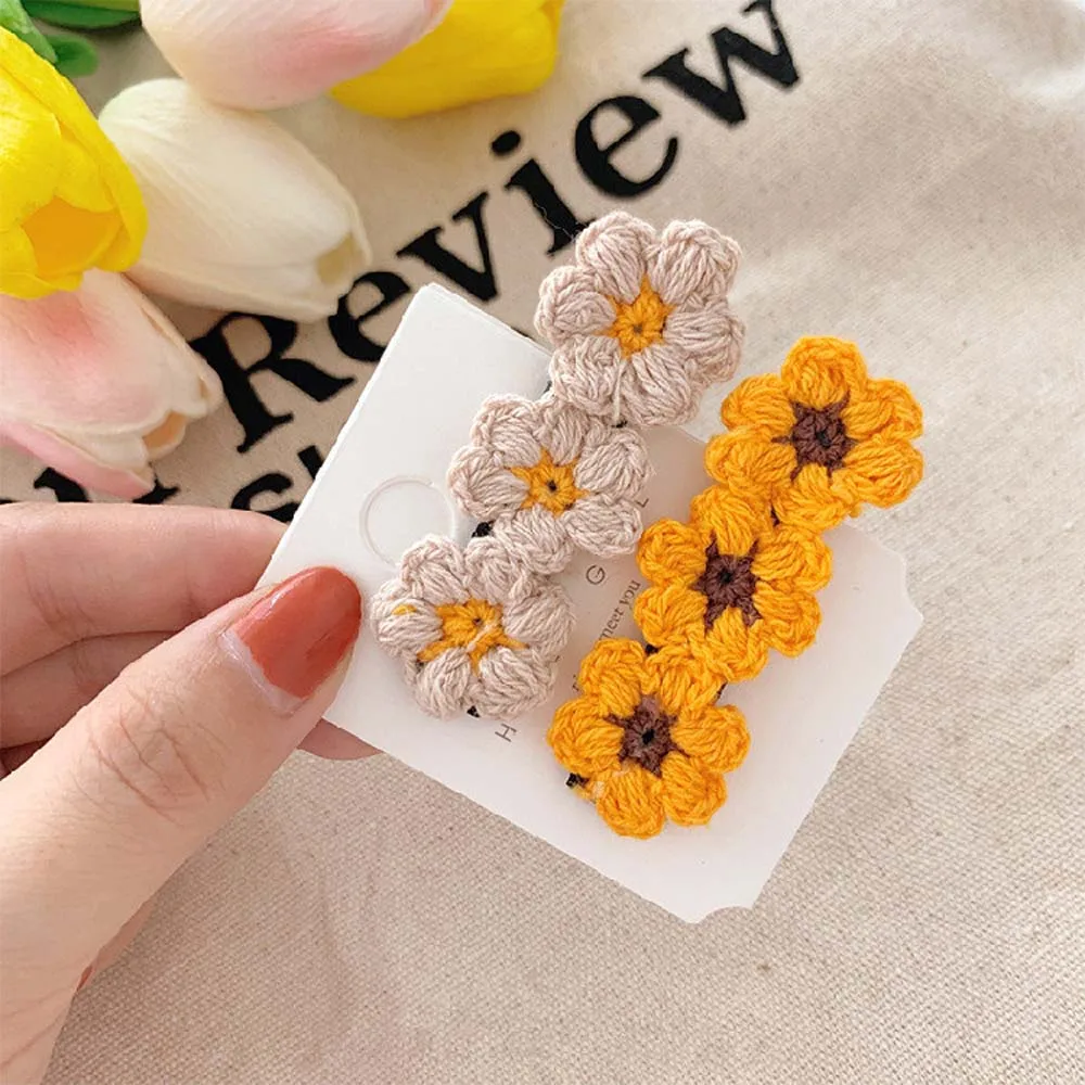 Женская свежая плетеная заколка для волос с маргаритками шерстяные шпильки