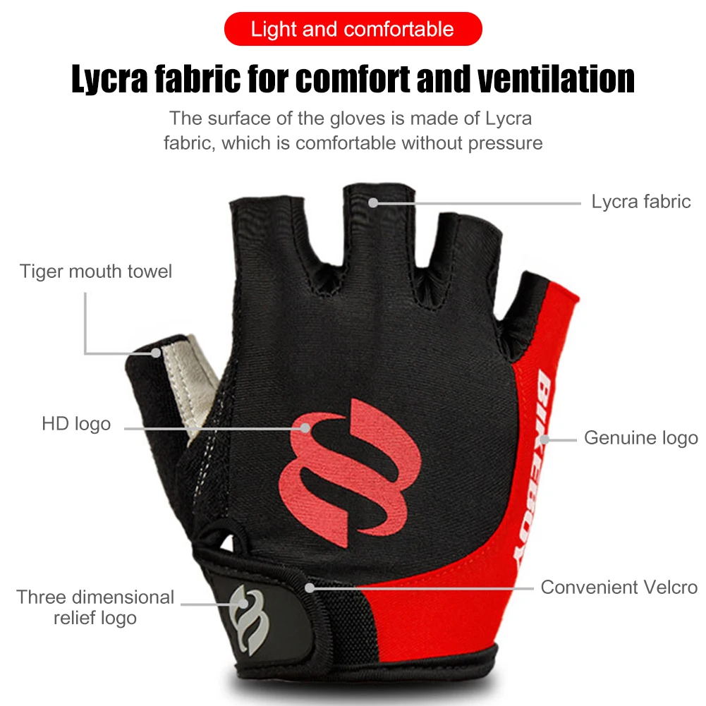 

Bikeboy Bicycle Half Fingers Gloves Anti Slip Gel Breathable Sports Gloves