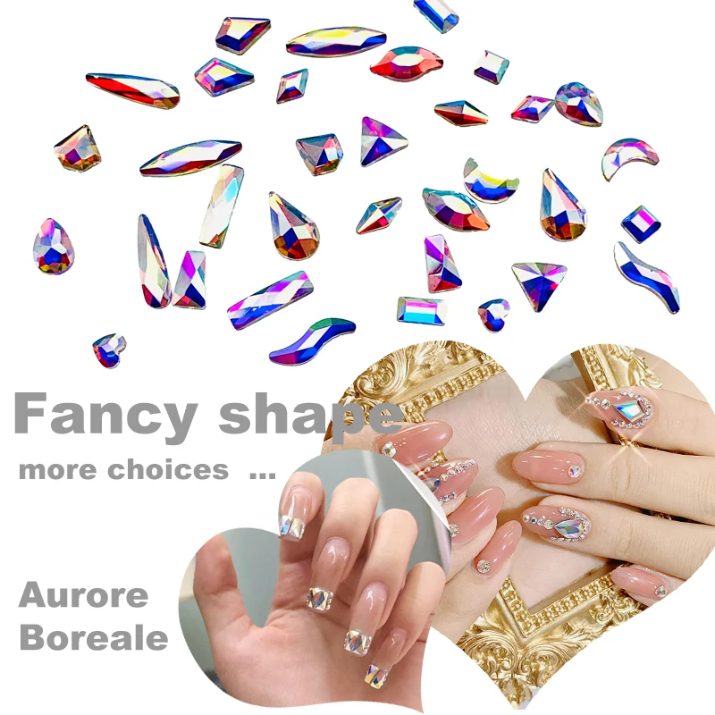 

20 шт. стразы в форме ногтей прямоугольные сердца Красочные Очаровательные Кристаллы Стразы для рукоделия